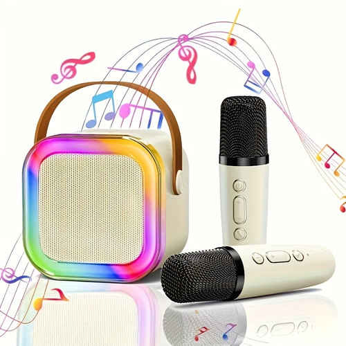 Mini Karaoke Machine With Microphone, Wireless Microphone For Adults With LED Party Lights, Adult Microphone For Men And Women Christmas Birthday Gifts