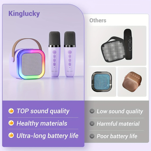 Mini Karaoke Machine With Microphone, Wireless Microphone For Adults With LED Party Lights, Adult Microphone For Men And Women Christmas Birthday Gifts