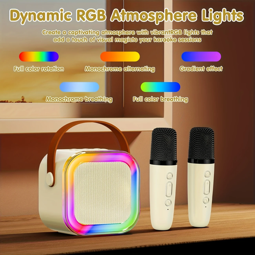 Mini Karaoke Machine With Microphone, Wireless Microphone For Adults With LED Party Lights, Adult Microphone For Men And Women Christmas Birthday Gifts