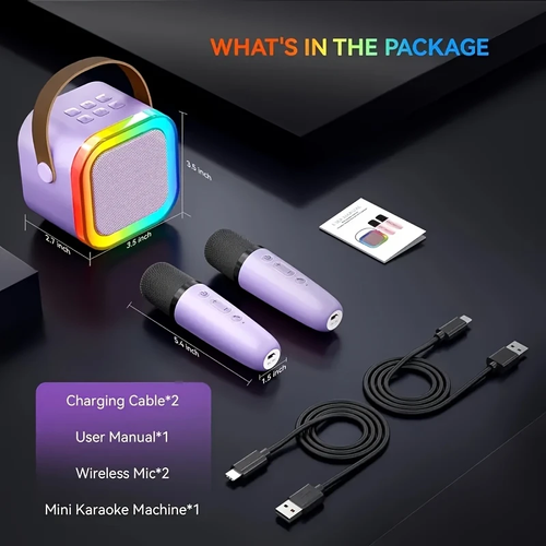 Mini Karaoke Machine With Microphone, Wireless Microphone For Adults With LED Party Lights, Adult Microphone For Men And Women Christmas Birthday Gifts