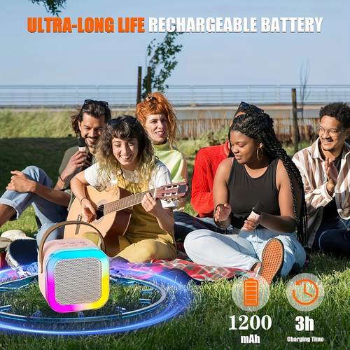 Mini Karaoke Machine With Microphone, Wireless Microphone For Adults With LED Party Lights, Adult Microphone For Men And Women Christmas Birthday Gifts