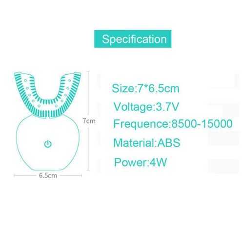 U Shaped Automatic Electric Toothbrush, Hands Free Sonic Vibration Teeth Cleaner with Blue Light Whitening, One Button Control Rechargeable Lazy Toothbrush for Adults