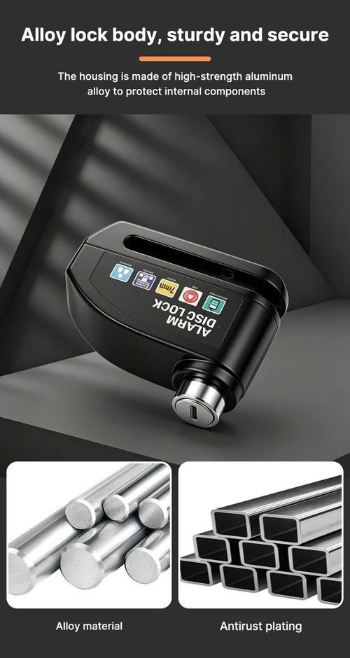 Anti-Theft Padlock Waterproof Motorcycle Disc Brake Lock with Alarm — Security Accessory for Bicycles, Features 110dB High-Volume Alarm, Easy Installation for Motorcycle Bicycle E-Bike Scooter Anti Theft Lock