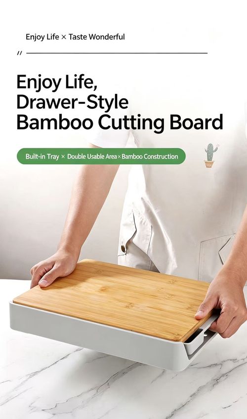 Multifunctional Bamboo Cutting Board with Storage Drawer & Garlic Ginger Grinder, Double Sided Anti Slip Kitchen Chopping Board