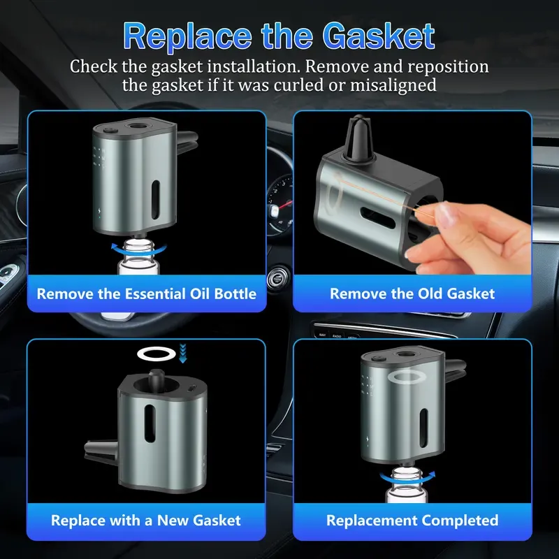 Smart Car Air Freshener with Three Adjustable Concentration Scent Levels, Portable Waterless Car Diffuser Air Freshener Car Aromatherapy Diffuser, 3*10ML Natural Perfume