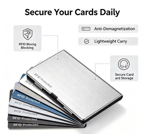 10 Slots RFID Blocking Metal Card Holder, Ultra‑Slim Stainless Steel Anti‑Scan Wallet for Credit ID Cards