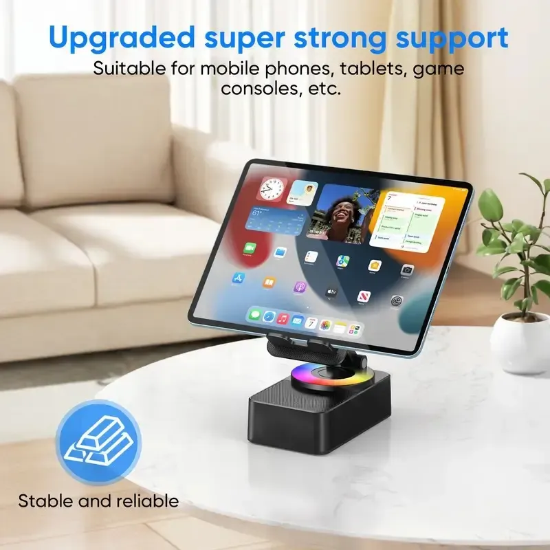 5 in 1 Wireless Audio Bluetooth Speaker Portable & Foldable Stand Emergency Power,5.3FM HD Bassup Answer Calls, for iPhone Android
