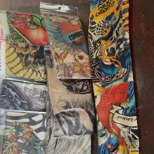 10-piece men's and women's tattoo arm sleeves with cooling function and UV protection, elastic sun-protective sleeves, suitable for daily life, outdoor sports, cycling, fishing, running and fitness etc.