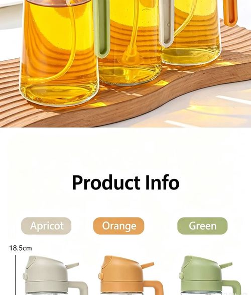 2 in 1 Spray & Pour Glass Oil Dispenser 450ml, Leak Proof Cooking Oil Sprayer Bottle, Thick Glass Seasoning Storage Bottle for Kitchen Cooking Baking Grilling