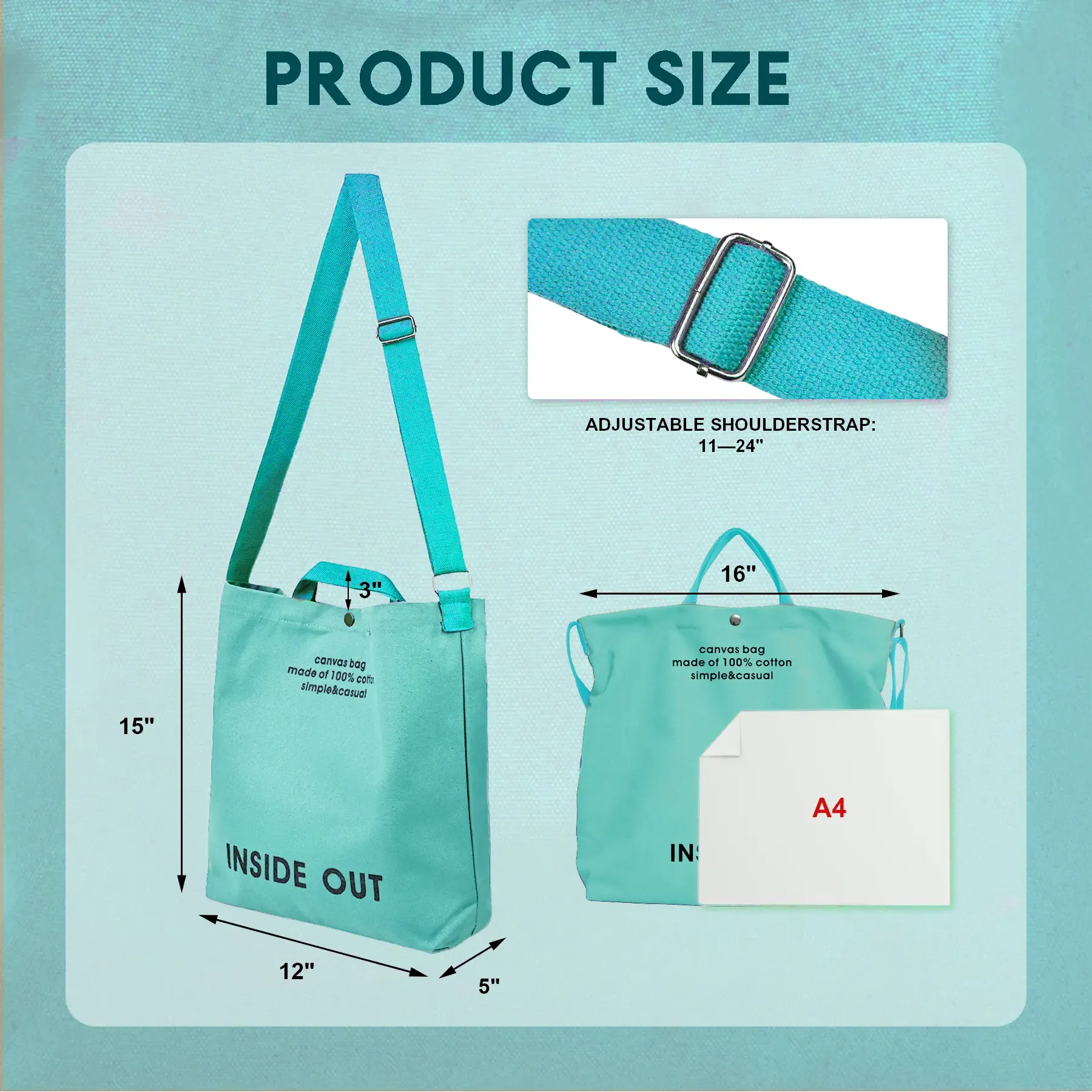 man and women's Canvas Tote Bag - Large Cotton Crossbody City Bag with Adjustable Strap, Multiple Pockets, Organizational Functionality