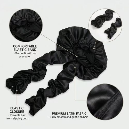 Satin Sleep Bonnet for Braids Long Hair, Soft Silky Night Hair Cap with Adjustable Button, Hair Protection Bonnet for Women Sleeping