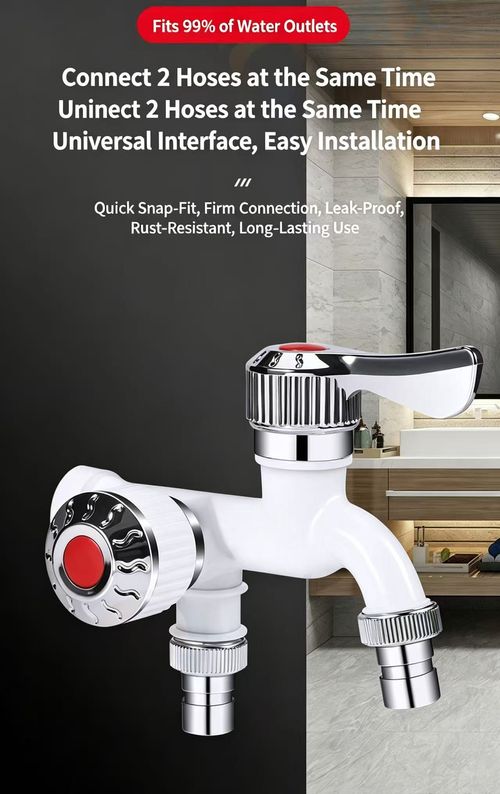 Orange Model B Dual‑Outlet Water Faucet, Wall Mount One In Two Out Tap with Ceramic Valve for Washing Machine Mop Pool Household