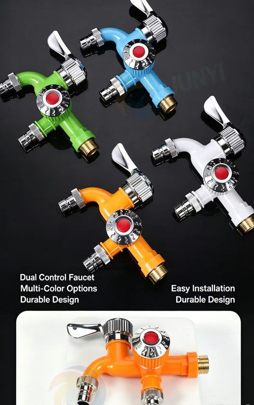 Orange Model B Dual‑Outlet Water Faucet, Wall Mount One In Two Out Tap with Ceramic Valve for Washing Machine Mop Pool Household