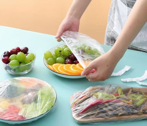 300Pcs Disposable Plastic Cling Wrap CoversFood‑Grade Elastic Bowl Covers for Kitchen Food Storage