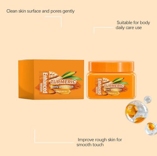 Enhanced Turmeric Body Glow Scrub, Exfoliating Brightening Skin Scrub for Dark Spots, Suitable for All Skin Types