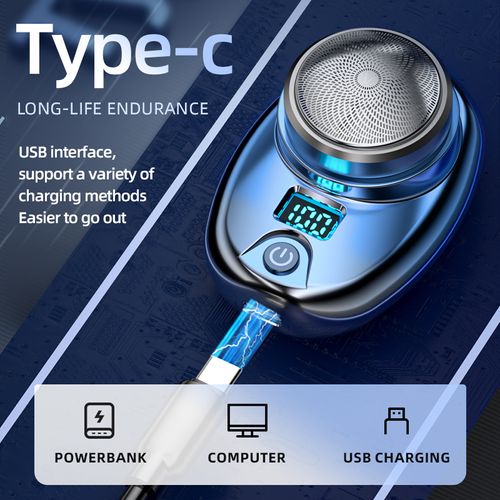 Portable Mini Electric Shaver Digital Power Display Type-C USB Fast Charging Pocket Mens Razor For Travel Car Outdoor