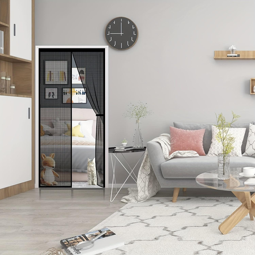 Screen Door, Self Sealing Mesh Partition for Keeps Bugs Out, Pet & Boys & Girls Friendly Screen Door, Easy Installation, Durable, Door Entrance, Door Hardware
