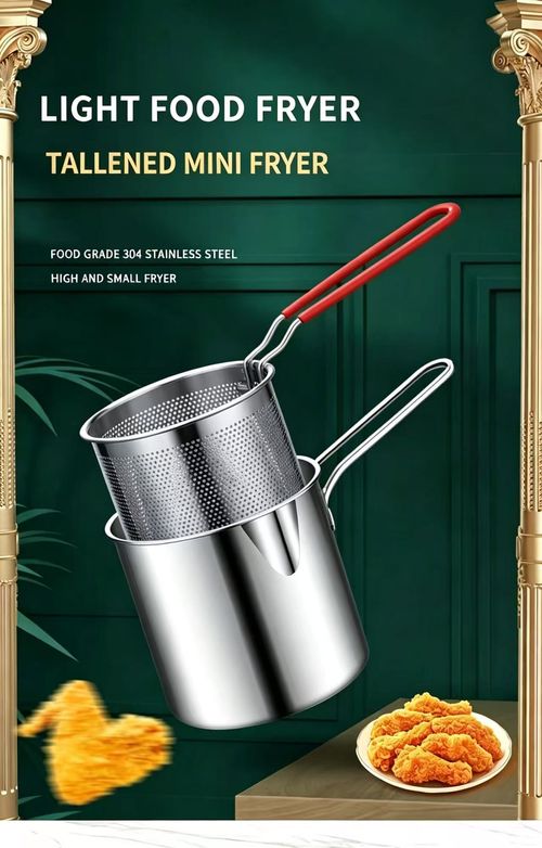 Mini Deep Fryer Pot, 304 Stainless Steel Oil Saving Frying Pot with Foldable Strainer Basket, Multi-purpose Small Cooking Pot for Home Kitchen