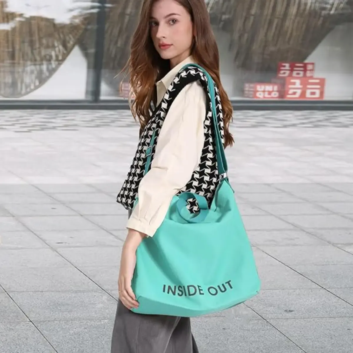 man and women's Canvas Tote Bag - Large Cotton Crossbody City Bag with Adjustable Strap, Multiple Pockets, Organizational Functionality