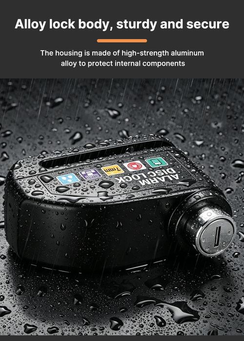 Anti-Theft Padlock Waterproof Motorcycle Disc Brake Lock with Alarm — Security Accessory for Bicycles, Features 110dB High-Volume Alarm, Easy Installation for Motorcycle Bicycle E-Bike Scooter Anti Theft Lock