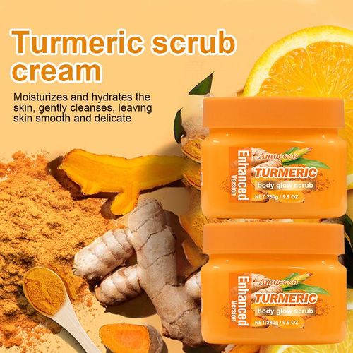 Turmeric Nourishing Scrub 280g - Infused with natural turmeric extract and moisturizing ingredients. Gently exfoliates while deeply hydrating the skin, leaving it smooth, supple, and radiant.