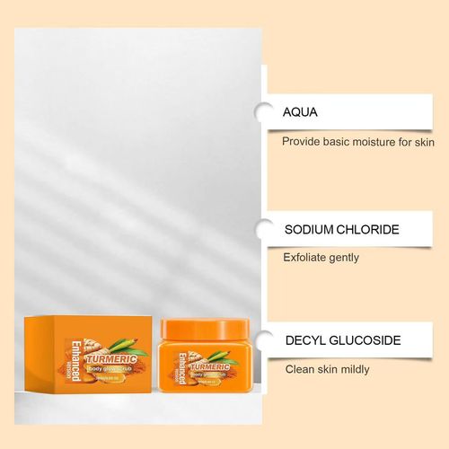 Enhanced Turmeric Body Glow Scrub, Exfoliating Brightening Skin Scrub for Dark Spots, Suitable for All Skin Types