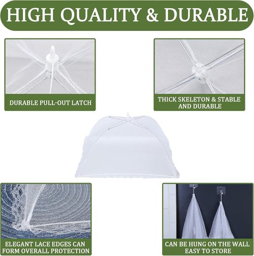 Foldable Food CoverMesh Food CoverPortable Food Shelter Picnic Supplies Ideal for Outdoor Picnics, Bbqs & Parties ContainersHousehold Itemsfor SaladWhiteKitchenUtensilsLightweight Fruit Hygiene Barbecue