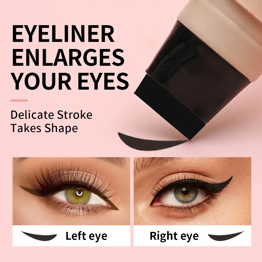2Pack Rotating Winged Eyeliner Transfer Tool Dual-Head Design for Precise Cat Eye & Winged Liner, Waterproof Smudge-Proof Formula