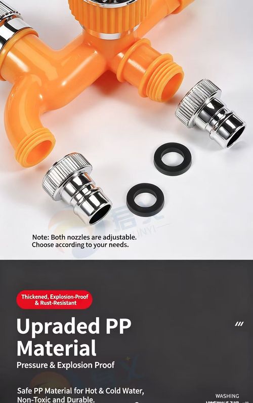 Orange Model B Dual‑Outlet Water Faucet, Wall Mount One In Two Out Tap with Ceramic Valve for Washing Machine Mop Pool Household