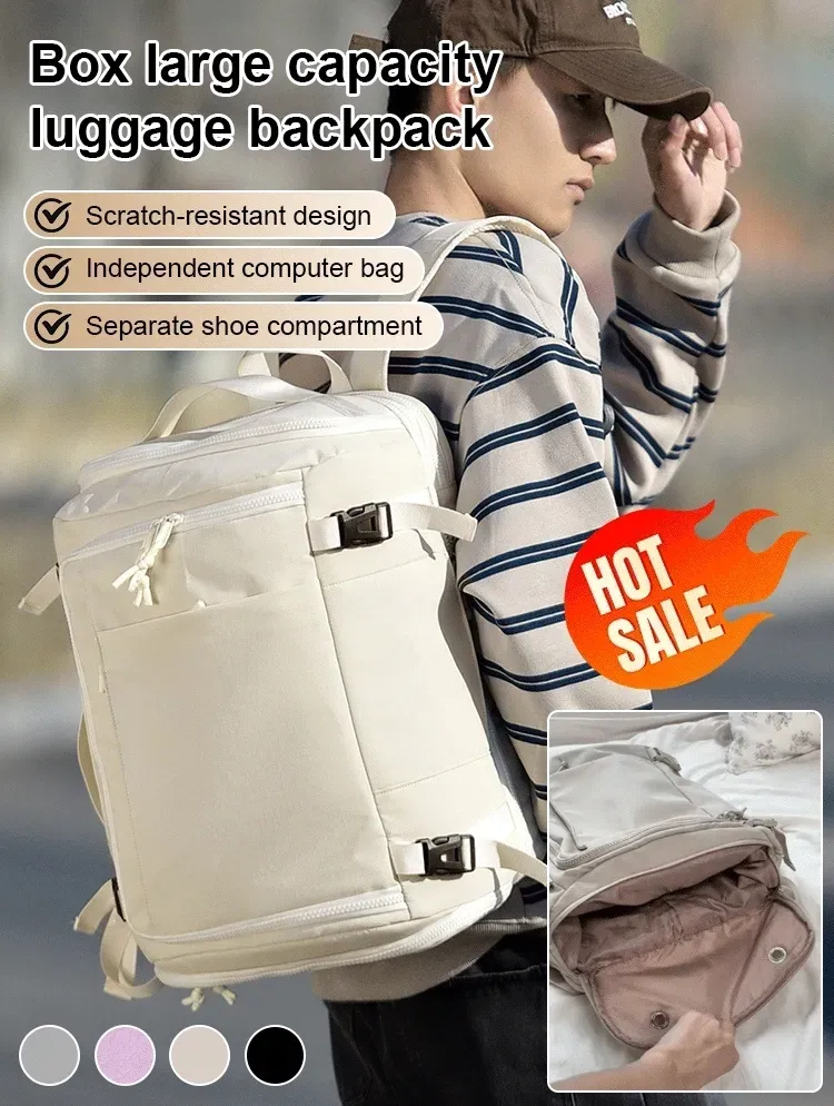 Box-style large-capacity luggage backpack