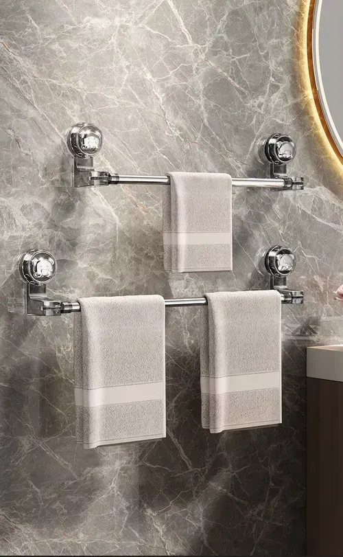 Wall-Mounted Suction Cup Telescopic Towel Rack