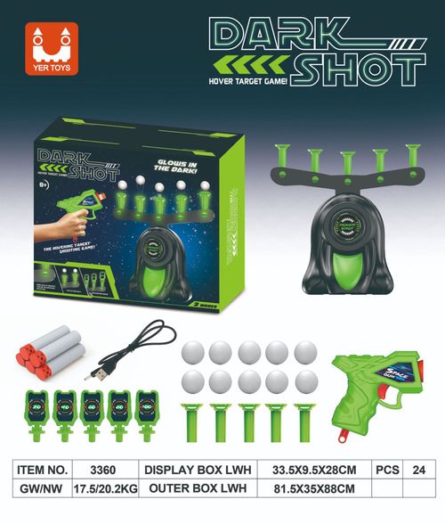 Glow-in-the-Dark Floating Ball Target Toy Gun Set