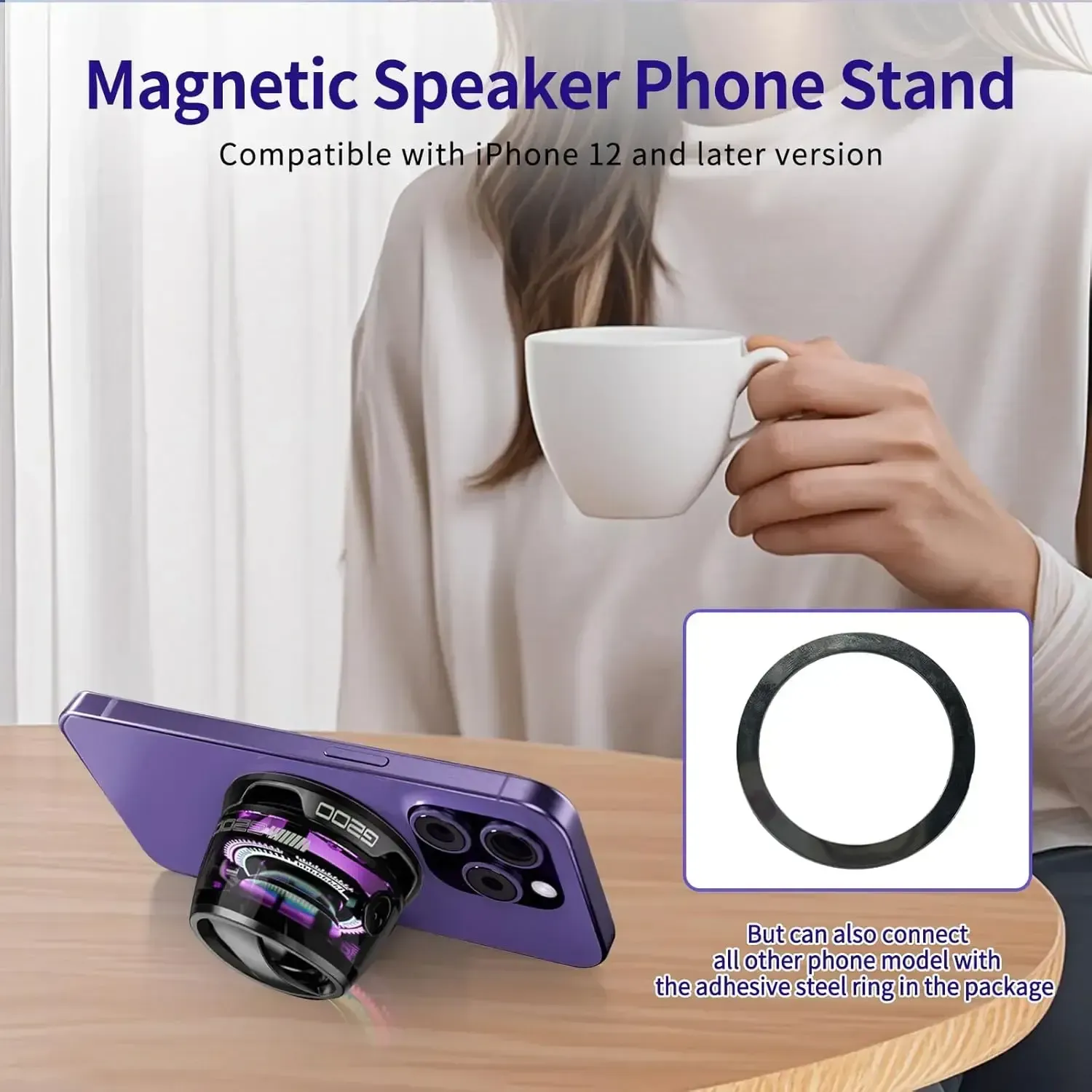 G200 Magnetic Bluetooth Speaker with RGB Light, 40mm Drivers, Bluetooth 5.3,Portable for Travel & C amping Adjustable Sound Volume