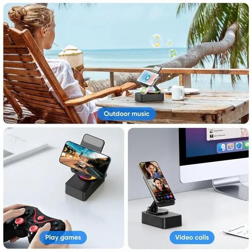 5 in 1 Wireless Audio Bluetooth Speaker Portable & Foldable Stand Emergency Power,5.3FM HD Bassup Answer Calls, for iPhone Android