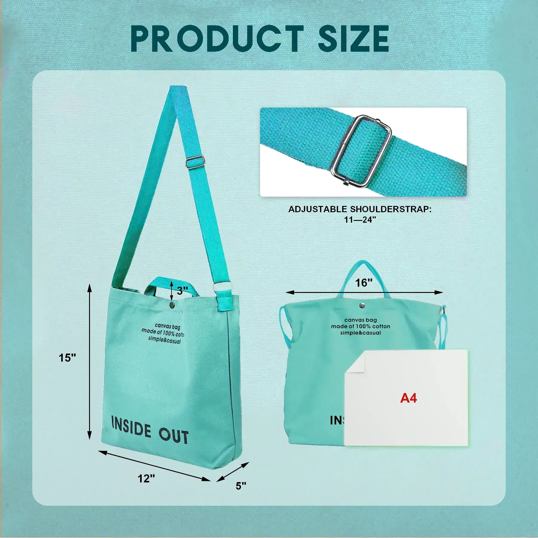 man and women's Canvas Tote Bag - Large Cotton Crossbody City Bag with Adjustable Strap, Multiple Pockets, Organizational Functionality