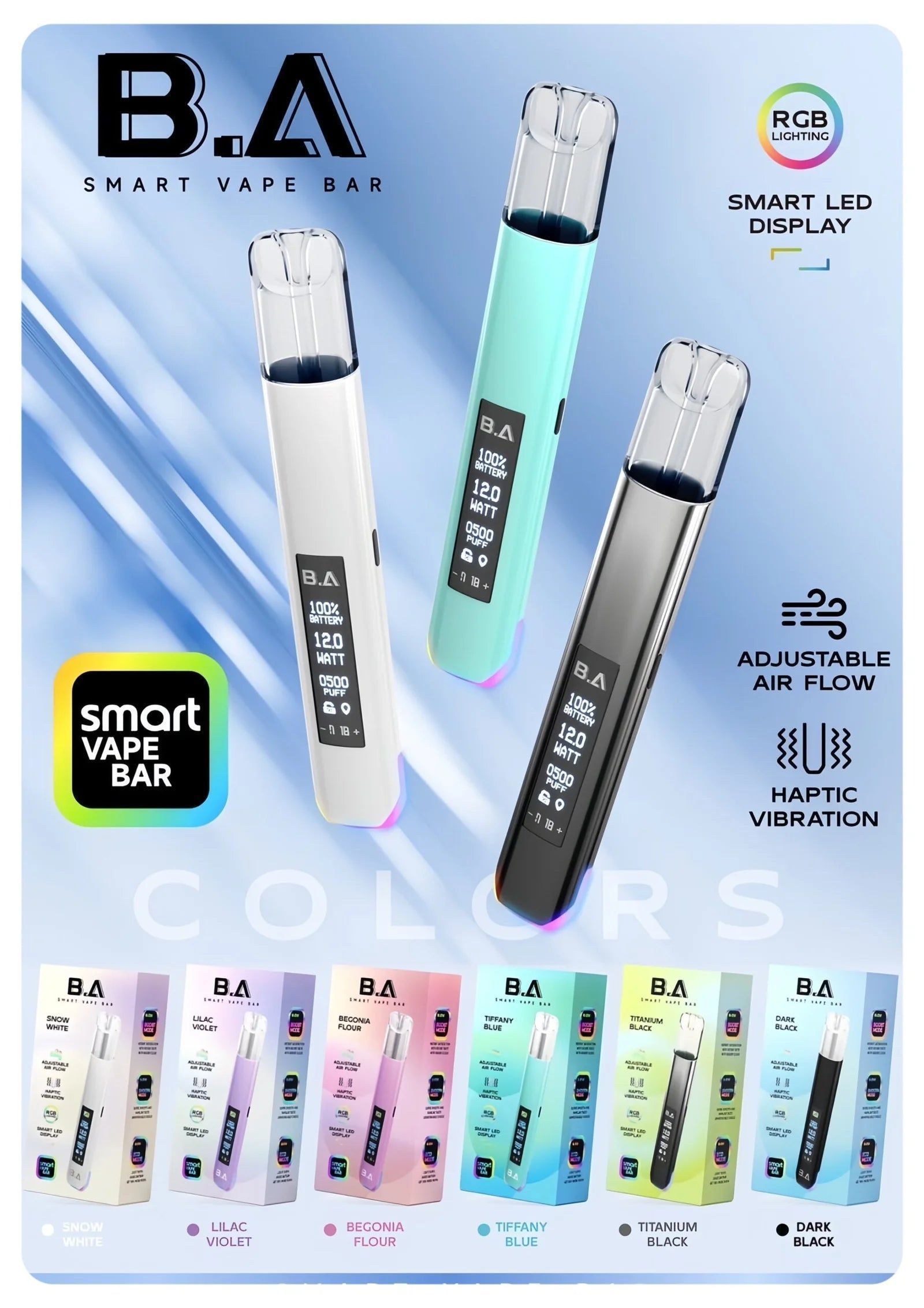 BA一代主機 可調式LED顯示屏發光煙桿 適配一代relx sp2s各式煙彈