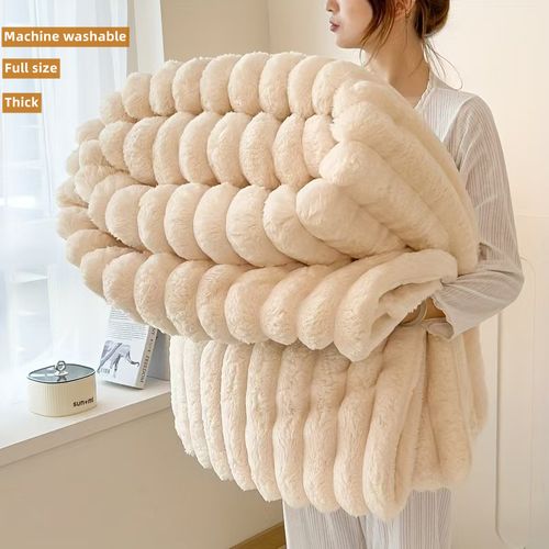 Luxury Faux Rabbit Fur Shawl Blanket