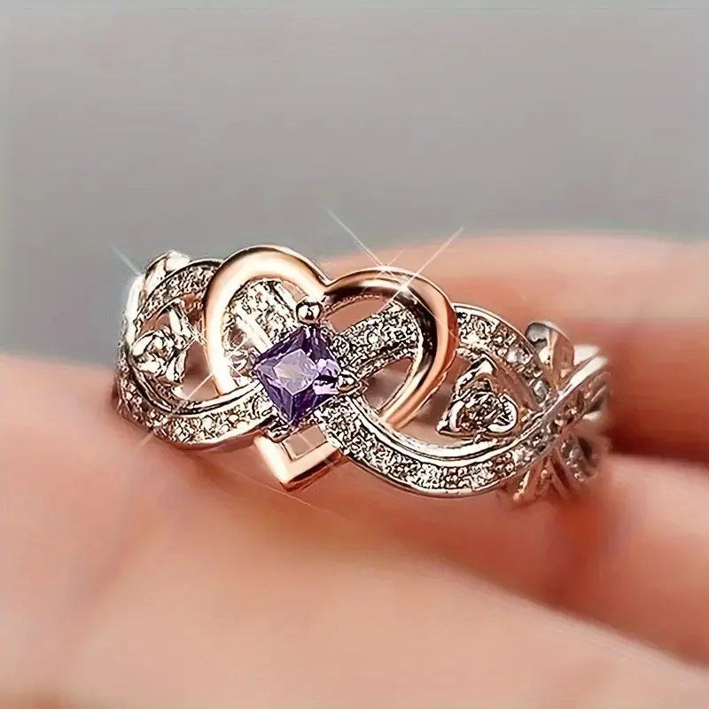 🌟Exquisite Rose Princess Zircon Ring - European & US Simple Love Design🌟