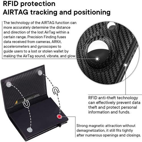 RFID Blocking Mens Slim Tracker Wallet With Money Clip Minimalist Front Pocket Carbon Fiber Leather Credit Card Holder Case