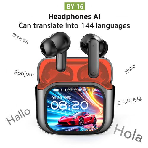 Full-Color Touchscreen Bluetooth Earbuds BY16: In-Ear ANC+ENC Noise-Canceling Earbuds with AI Translation Function