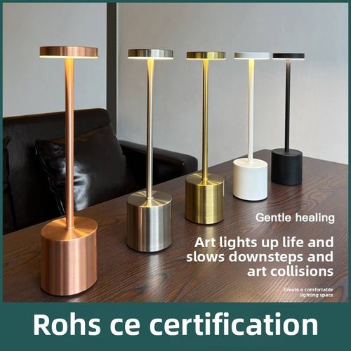 Wholesale Classic Metal LED Table Lamp with Touch Sensor Rechargeable 3 Ambient Colors Night Light for Room Decor