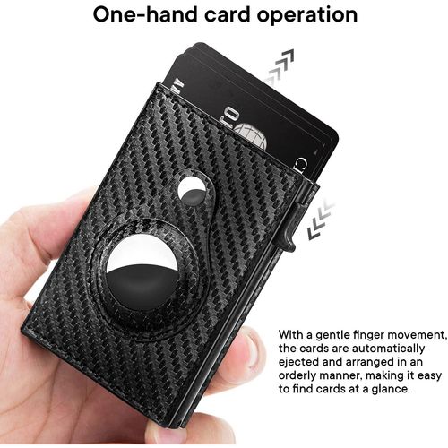 RFID Blocking Mens Slim Tracker Wallet With Money Clip Minimalist Front Pocket Carbon Fiber Leather Credit Card Holder Case