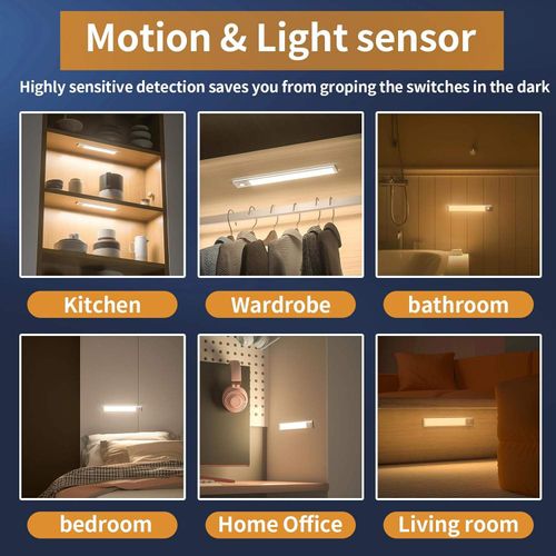 Led human body sensor lamp magnetic suction no punching rechargeable night light ambient light cabinet wardrobe light with light strip