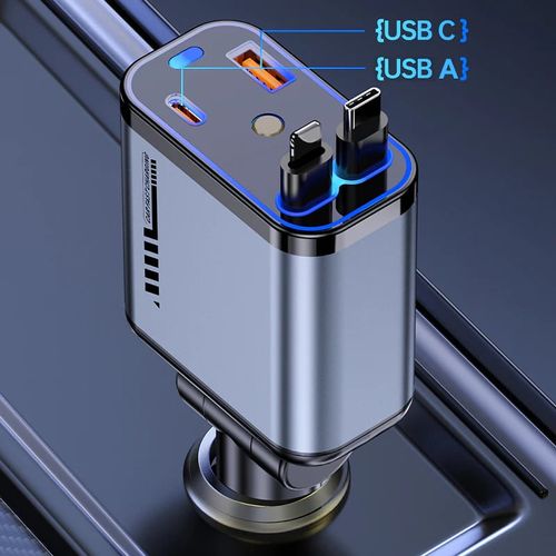 Multifunctional Fast Charging Car Charger with Retractable Cable（Red Star Projector）