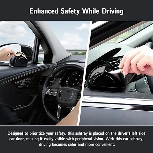 Car Ashtray with Lid – Portable Automotive Ashtray for Car Door & Cup Holder