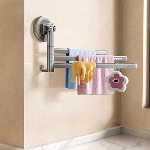 180° Rotating Suction Cup Towel Rack （Gray）