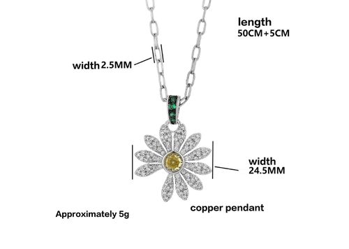 Trendy Small Daisy Necklace | Silver Plated CZ Clavicle Chain for