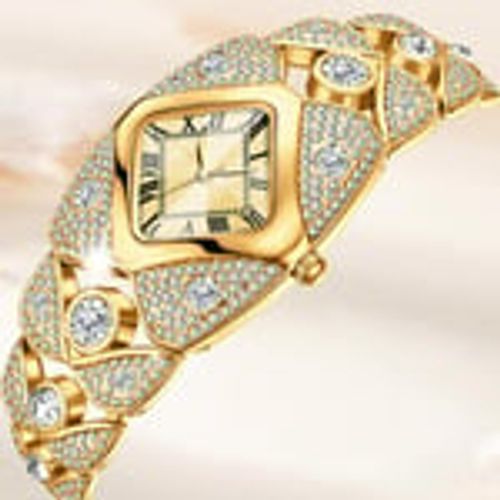 Luxury Full Diamond Bangle Bracelet Watch （Gold Face）