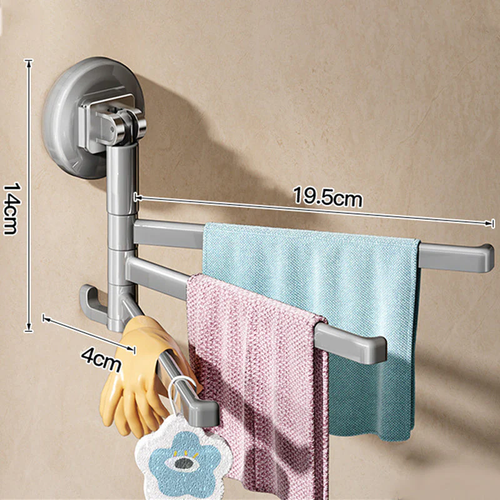 180° Rotating Suction Cup Towel Rack （Gray）