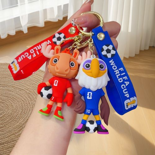 2026 FIFA World Cup USA-Canada-Mexico Official Mascot Keychain | 3D Cartoon Soccer Pendant, Fan Souvenir Gift